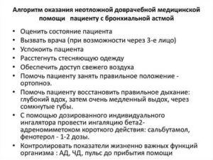 Алгоритм оказания неотложной помощи при бронхиальной астме