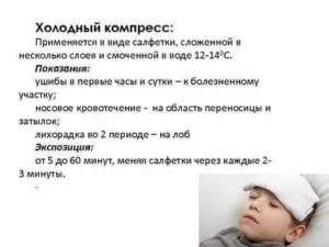 Холодный компресс меняют через каждые в мин