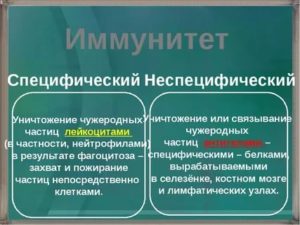 Специфический и неспецифический иммунитет кратко