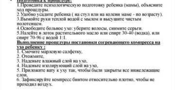 Техника постановки согревающего компресса на ухо ребенку Техника постановки согревающего компресса на ухо ребенку
