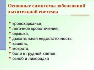 Основные симптомы заболеваний органов дыхания